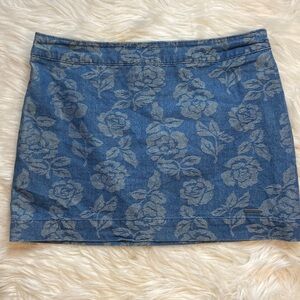 Abercrombie & Fitch y2k Floral Chambray Denim Mini Skirt Sz 10